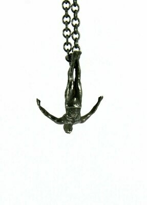 Swan dive necklace, oxidised