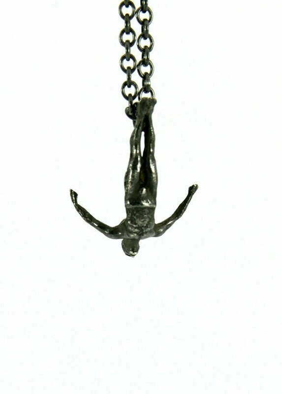 Swan Dive Necklace, Oxidised