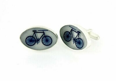 Oval bicycle cufflinks