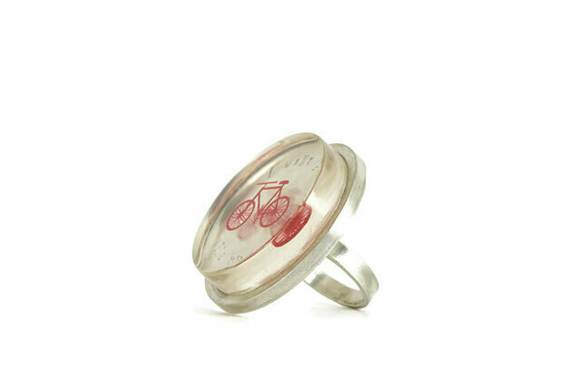 "I Want to Ride My Bicycle" Statement Ring (red)