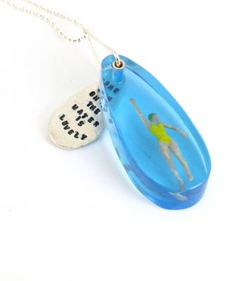 Swimmer necklace, teardrop