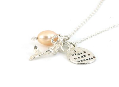 Silver mermaid charm necklace