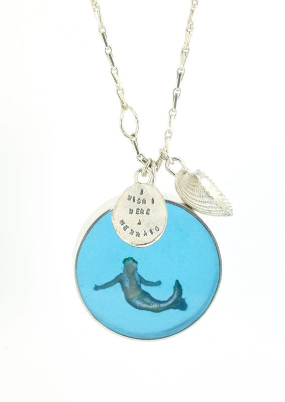 "I Wish I Were a Mermaid" - Large Disk Necklace