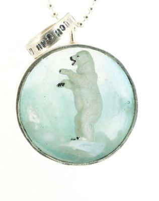 Polar bear necklace (small disk)