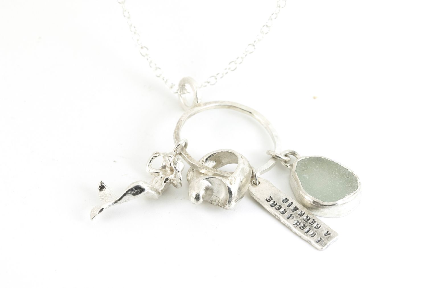 Mermaid Charm Necklace (Sea Glass)