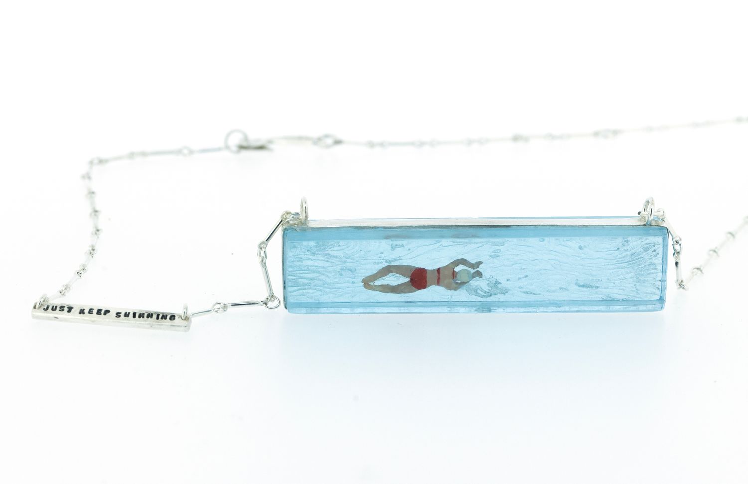 Statement Swimmer Horizon Bar Necklace – “Just Keep Swimming”