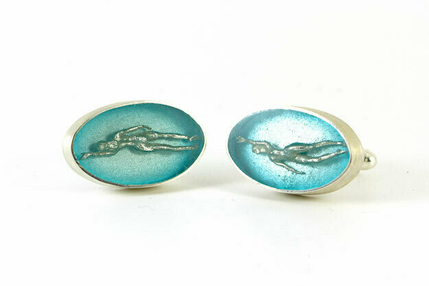 Float Silver Swimmer Cufflinks