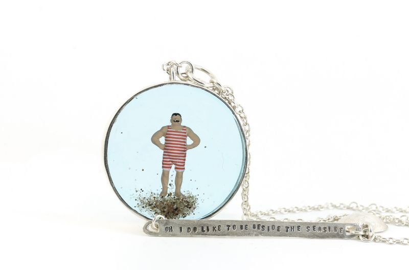 1900s Stripey Swimsuit Bather Statement Necklace