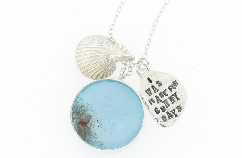 Seaside Medium Disk Necklace - "I was Made for Sunny Days"
