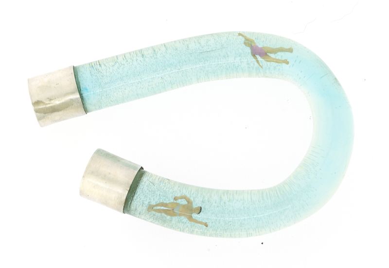 SWIM - Curved acrylic, resin and silver bangle SWIM - Curved acrylic, resin and silver bangle