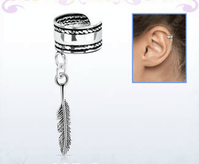 EARCUFF IN ARGENTO PIUMA