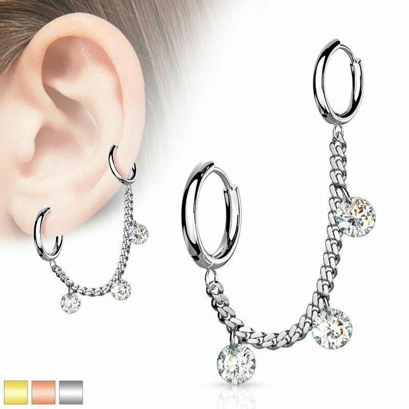 ANELLO DOPPIO CON CATENELLA E STRASS