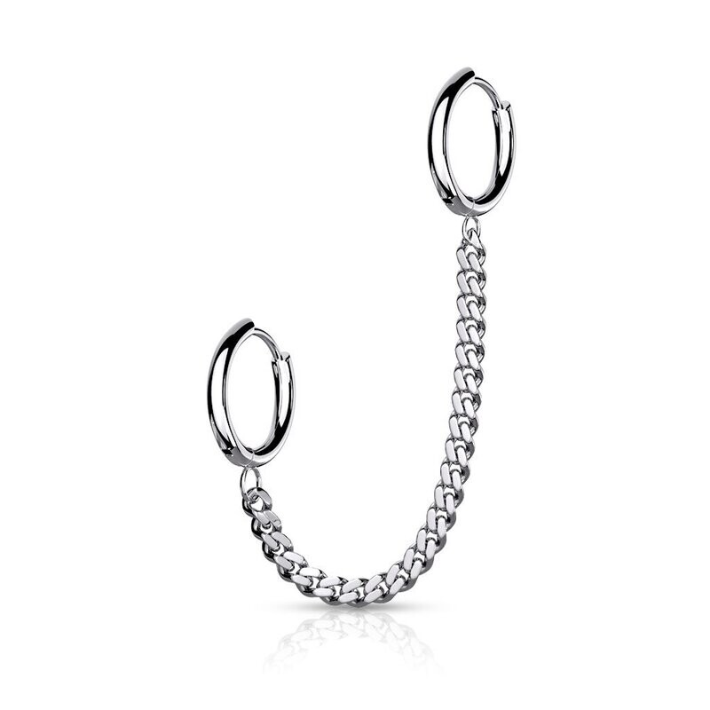 ORECCHINO DOPPIO ANELLO CON CATENELLA