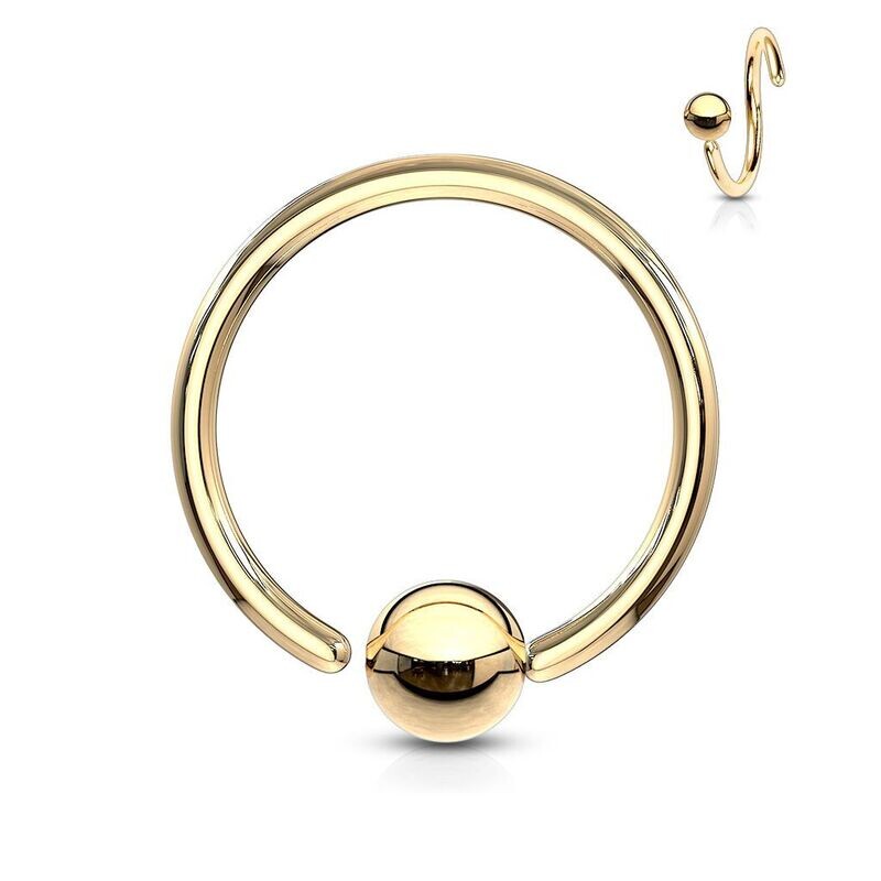 ANELLO NASO/HELIX ACCIAIO DORATO CON SFERA