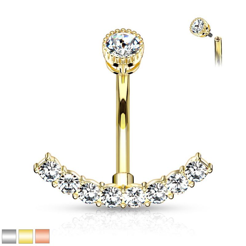 BANANA  OMBELICO BARRA CURVA STRASS