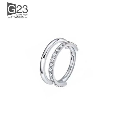 CLICKER TITANIO DOPPIO ANELLO + STRASS