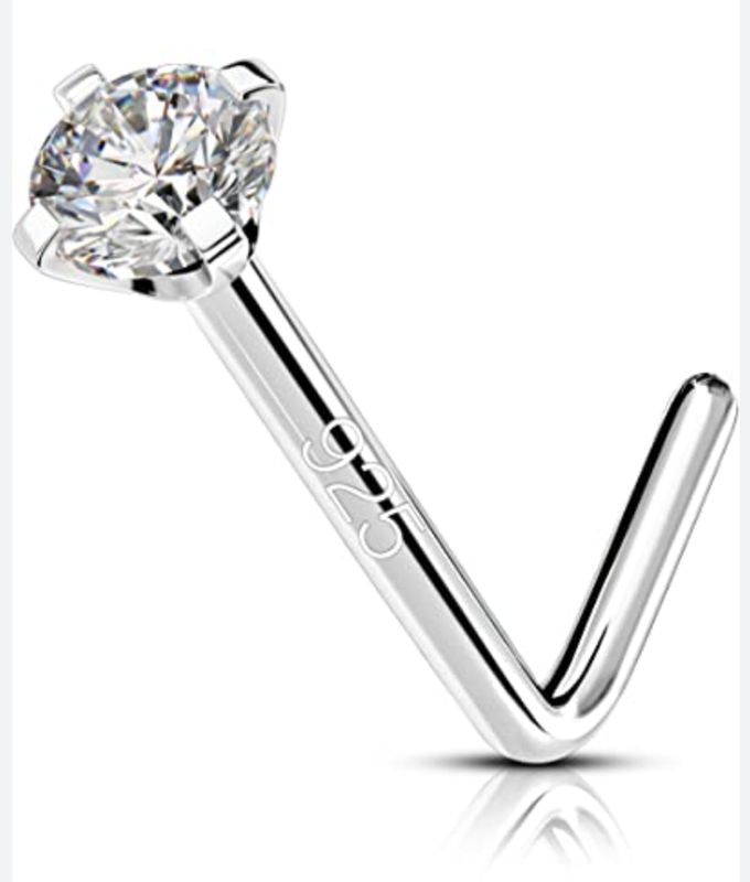 ORECCHINO NASO PIEGHEVOLE BRILLANTINO ARGENTO 925