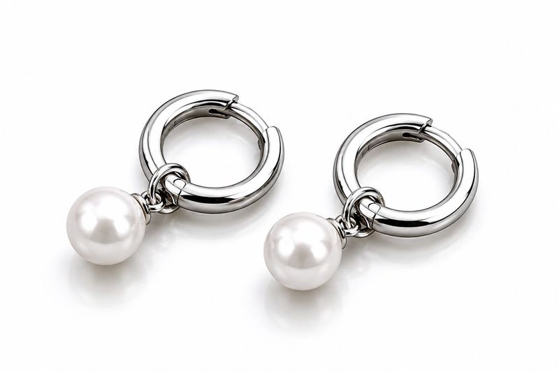 ORECCHINO  ANELLO CON PERLA PENDENTE