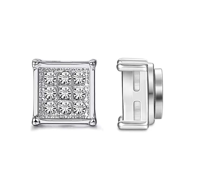 ORECCHINO MAGNETICO QUADRATO STRASS