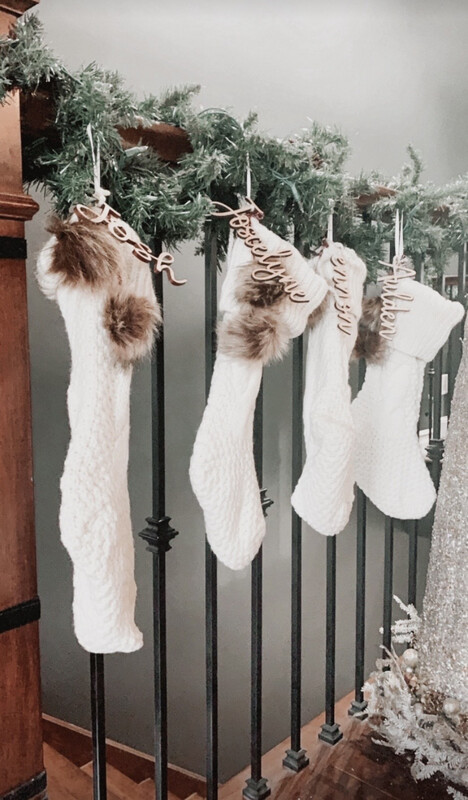 Wooden Script Stocking Name Tags