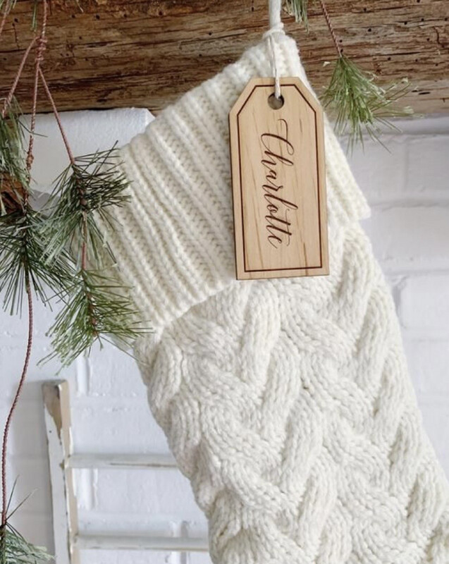 Wooden Engraved Stocking Tags