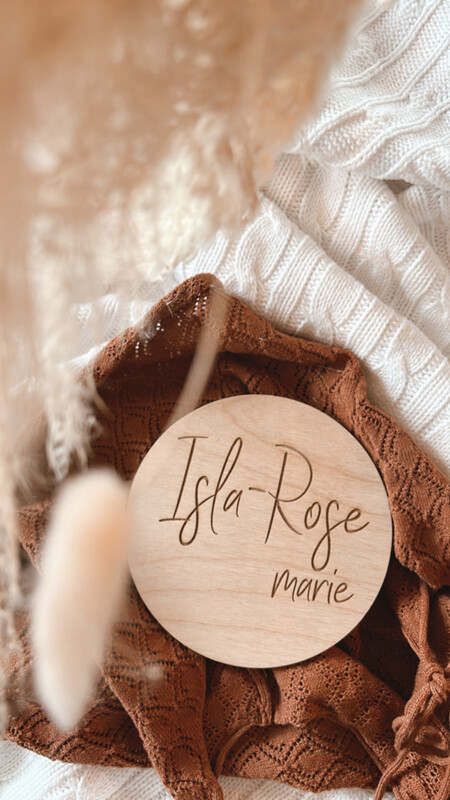 Round Wooden Birth Announcement