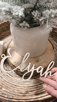 Wooden Script Stocking Name Tags