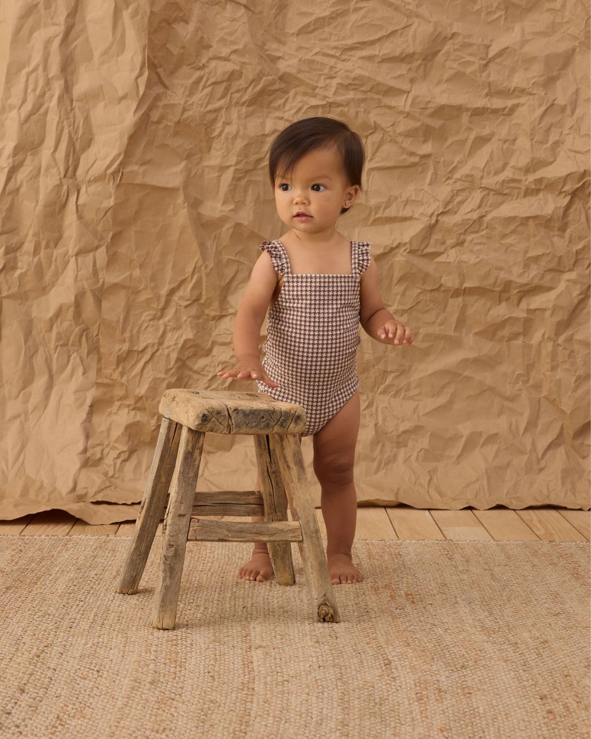 POSITANO ONE-PIECE CHOCOLATE HOUNDSTOOTH