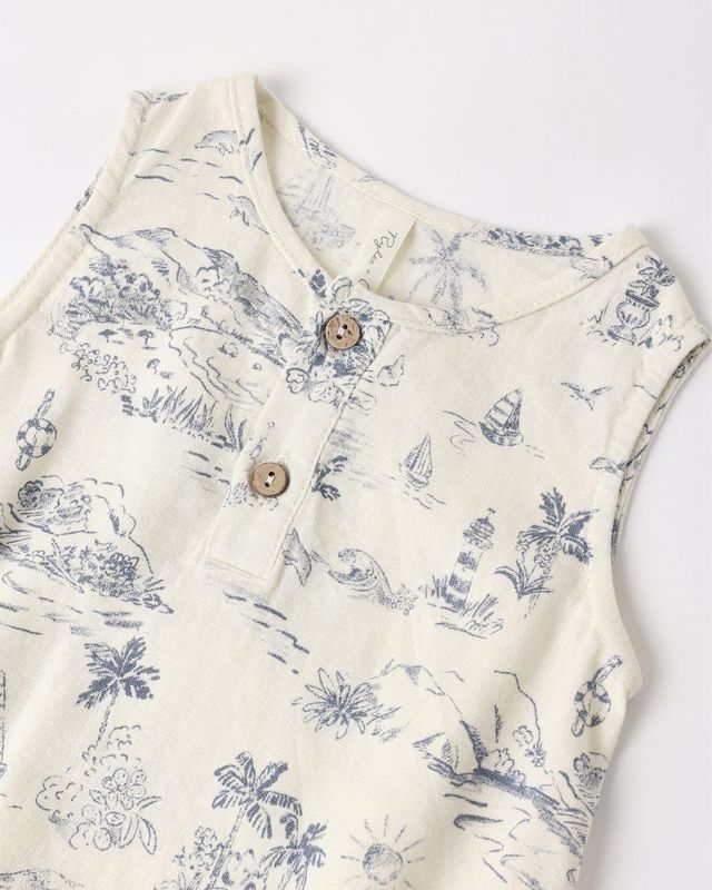 Beau Romper | Ocean Toile