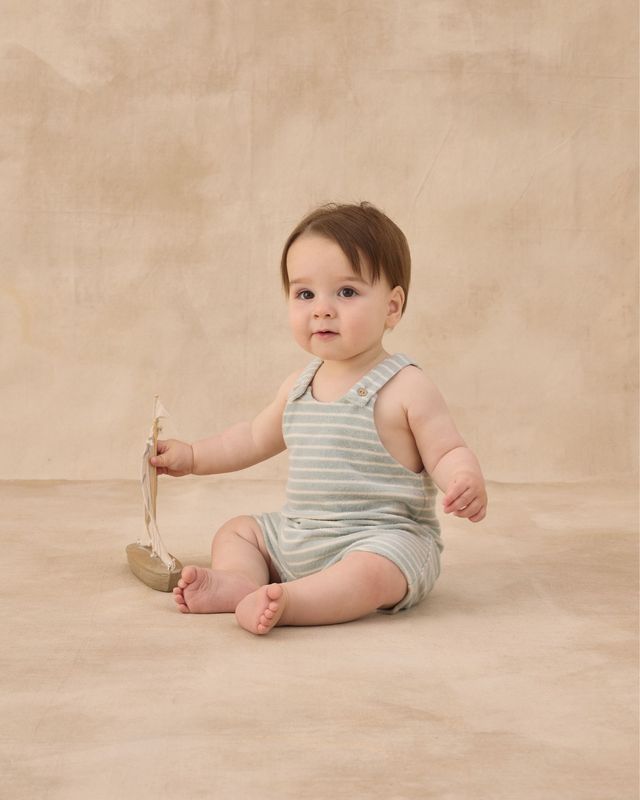 Gio Romper | Seafoam Terry Stripe