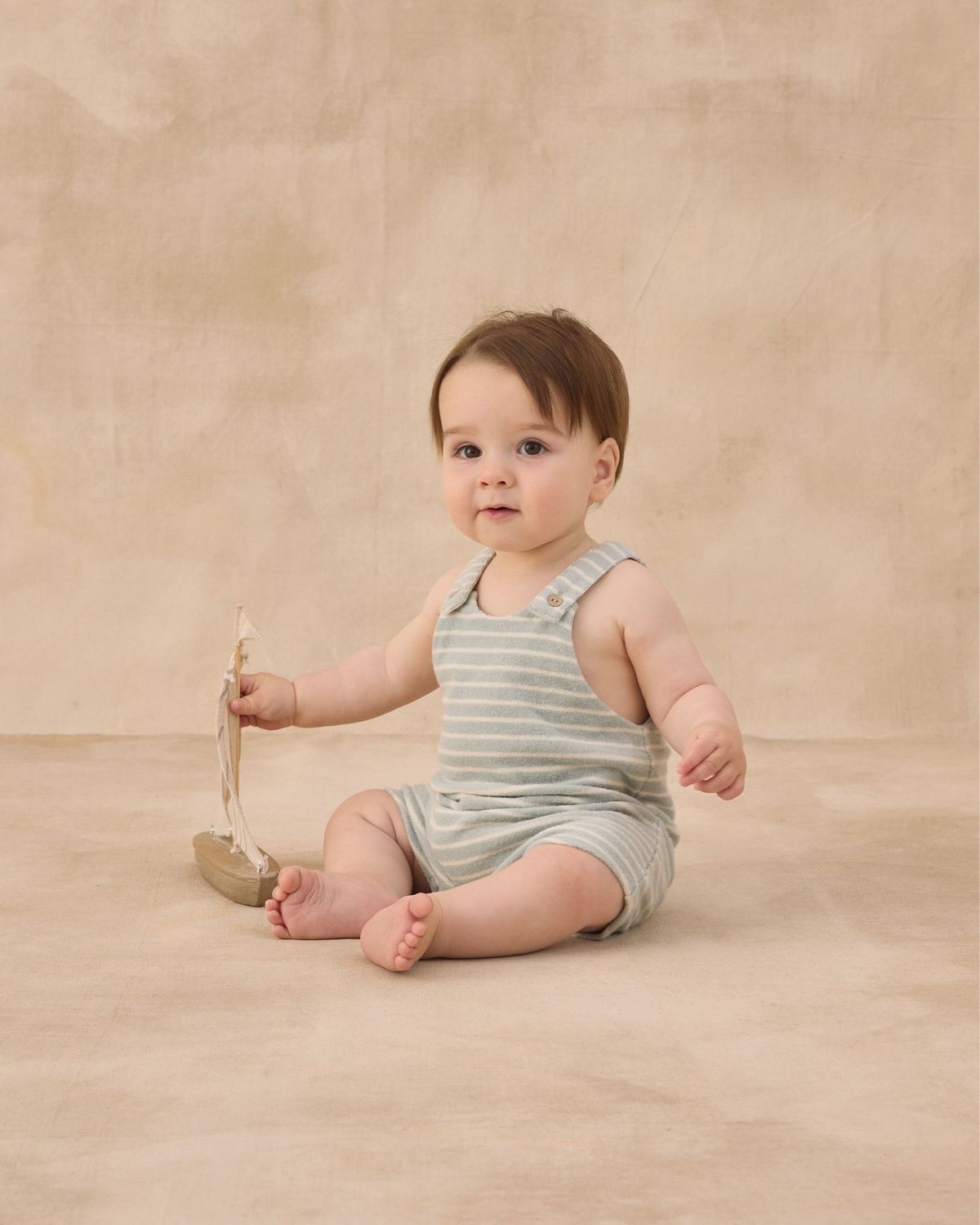 Gio Romper | Seafoam Terry Stripe