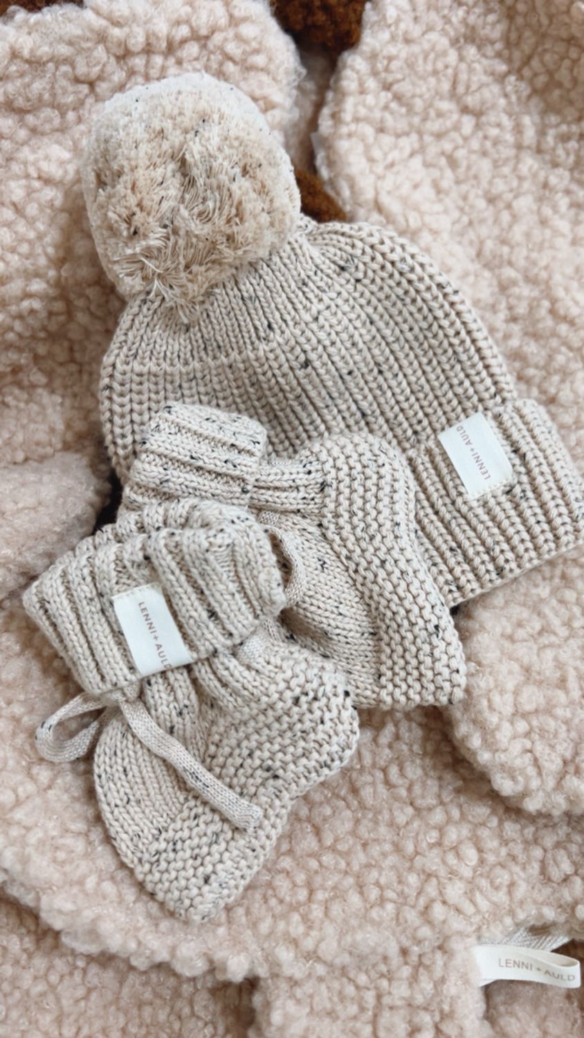 Knit Hat &amp; Bootie Set | Beige