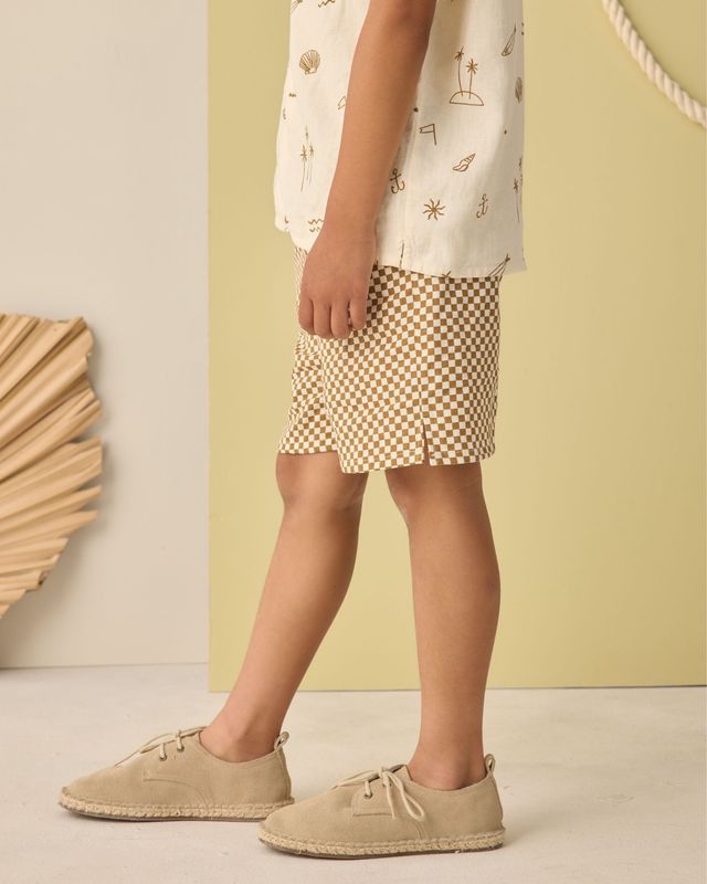 PERRY SHORTS - Ocre Check