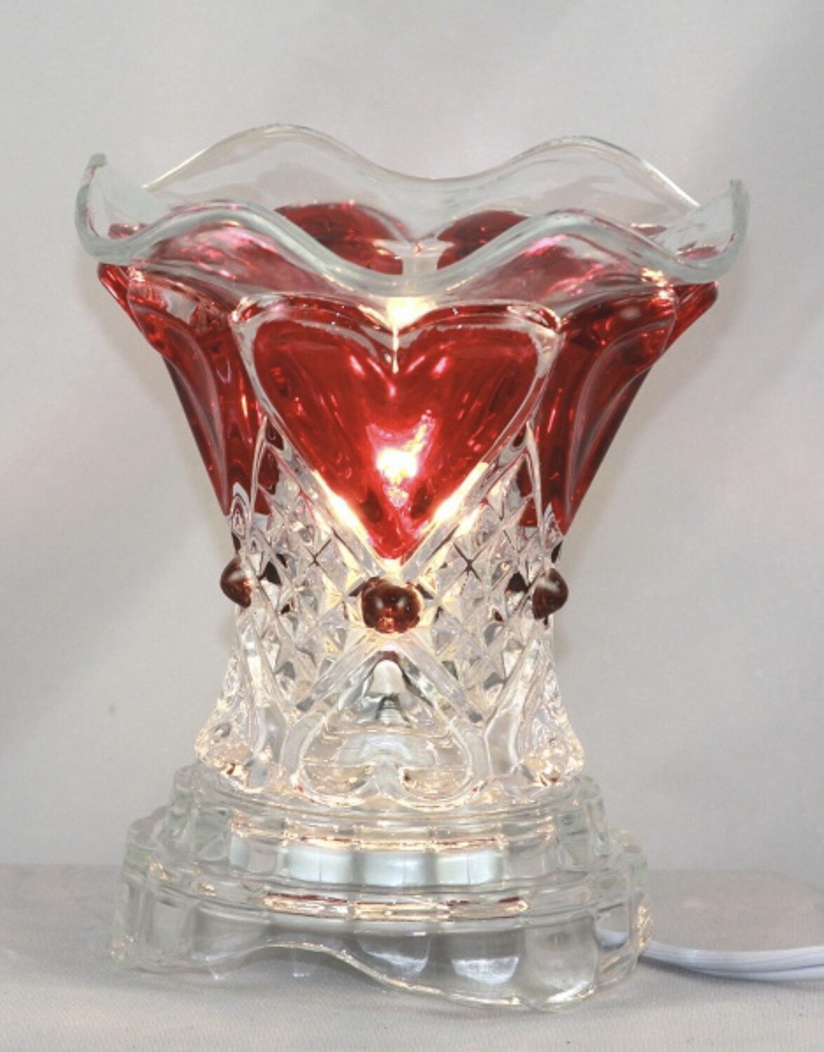 Electric🔌 Curved-Shaped Glass Oil Burners🔥/Warmers: Red &amp; White 