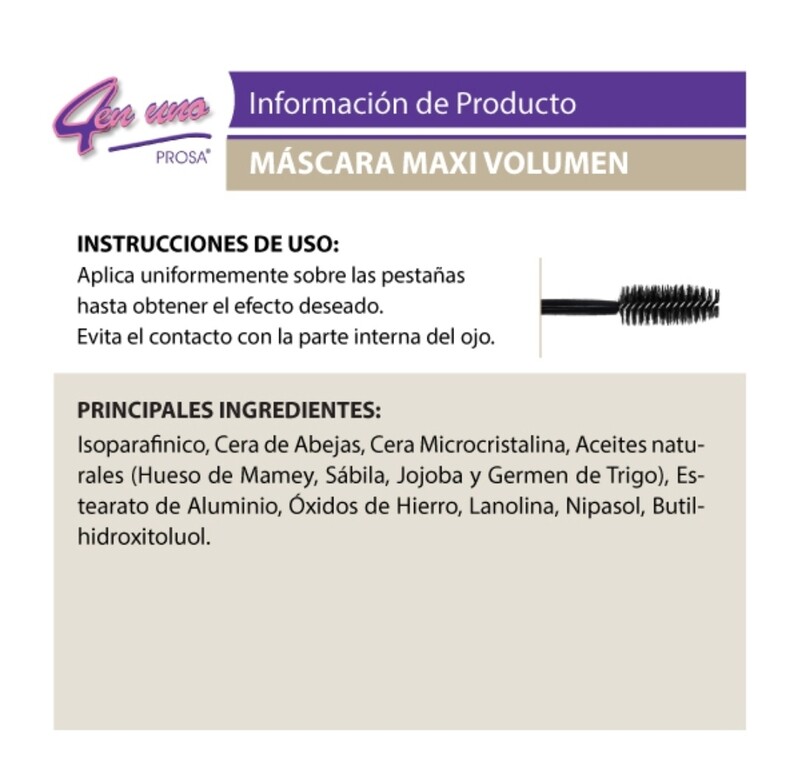 Máscara para pestañas Maxi Volumen Prosa 4 en 1