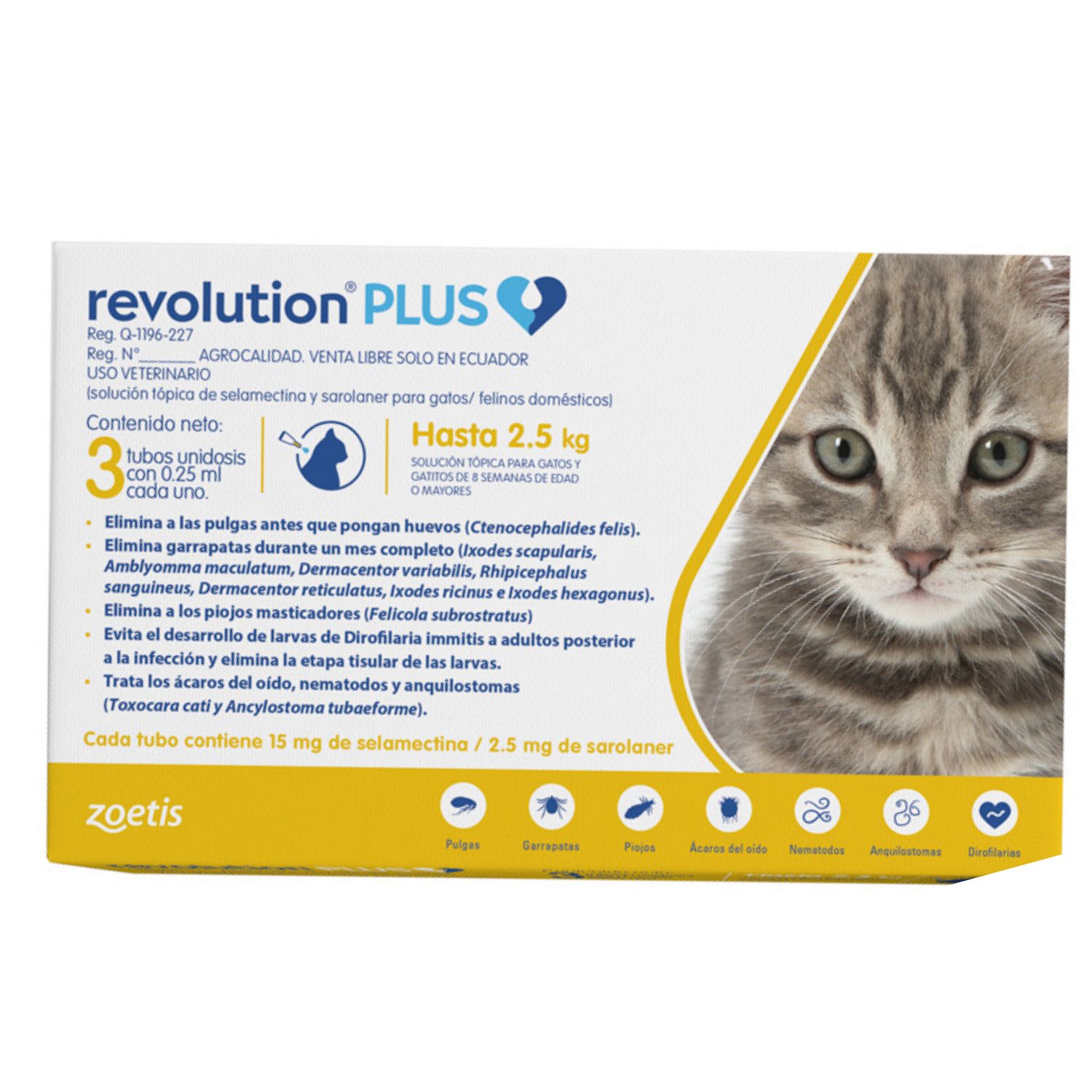 Revolution plus amarillo hasta 2.5 kg