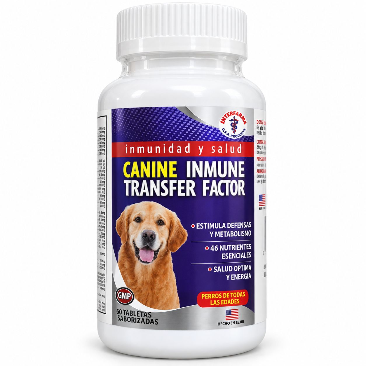 Canine Inmune Transfer Factor, Presentación: Frasco 60 Tabletas