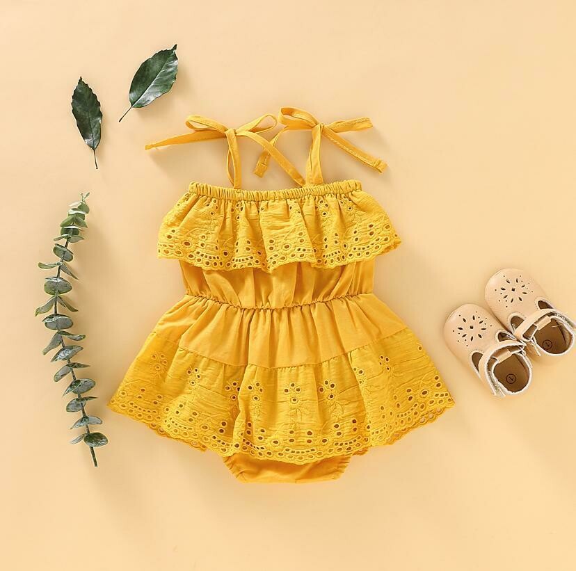 Baby girl solid lace romper