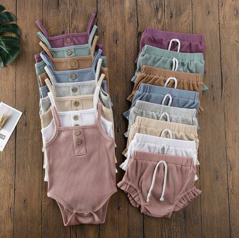 Baby girl strappy bodysuit and shorts set