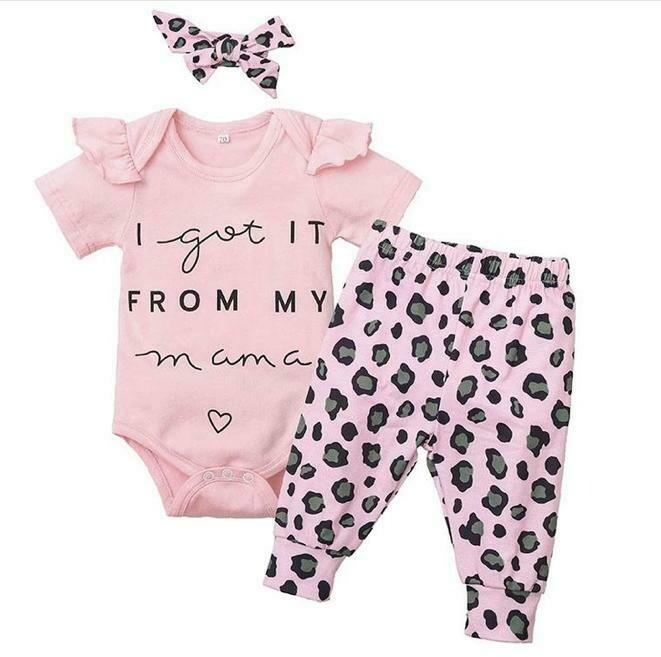 pink letter print pants set