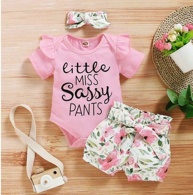 3PCS little miss sassy pants