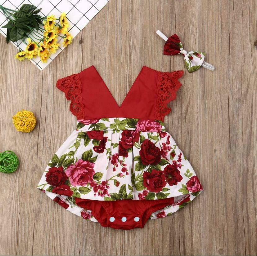 Pretty floral pattern dress with headband