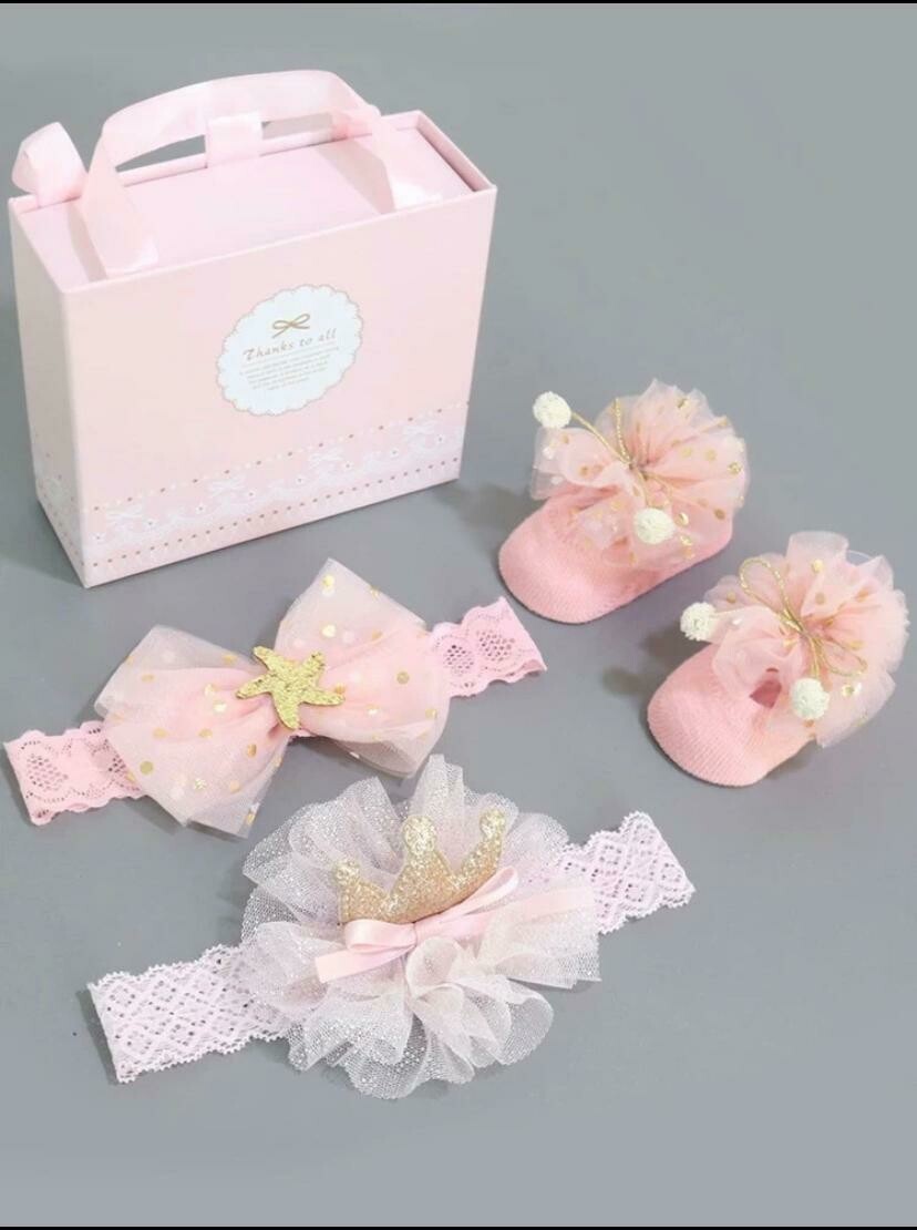 Baby girl bow knot decor headbands &amp; socks