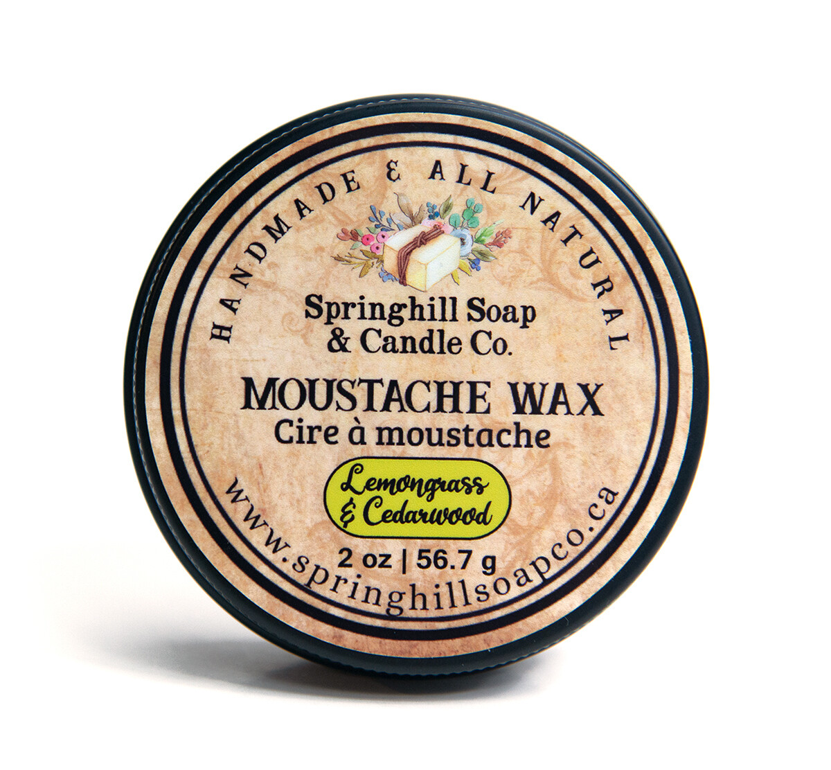 Lemongrass & Cedarwood Moustache Wax with 100% Pure Essential Oils (2oz)