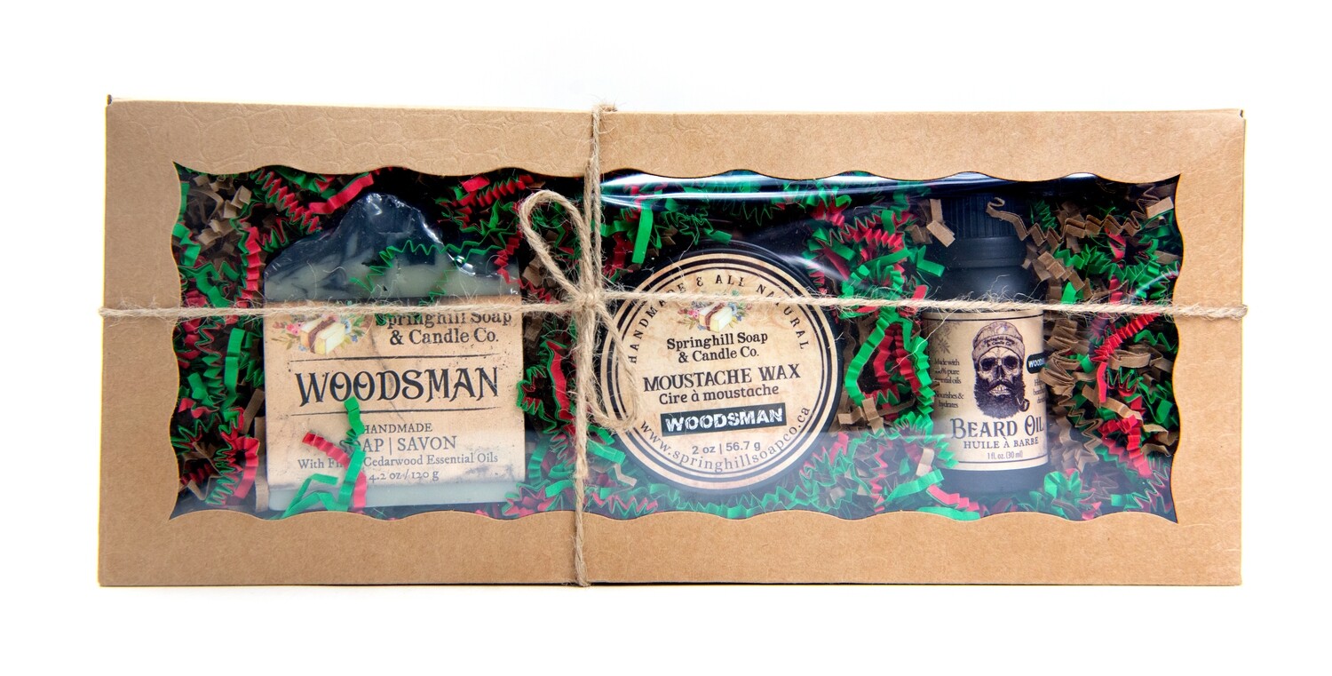 Woodsman Soap, MOUSTACHE WAX & Beard Oil Gift Set