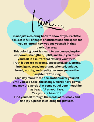 I Am affirmation, coloring book &amp; journal digital download