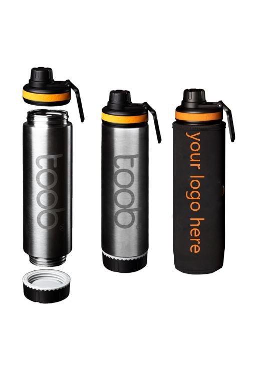 Single Wall Open Ended Water Bottle with Custom Neoprene Sleeve