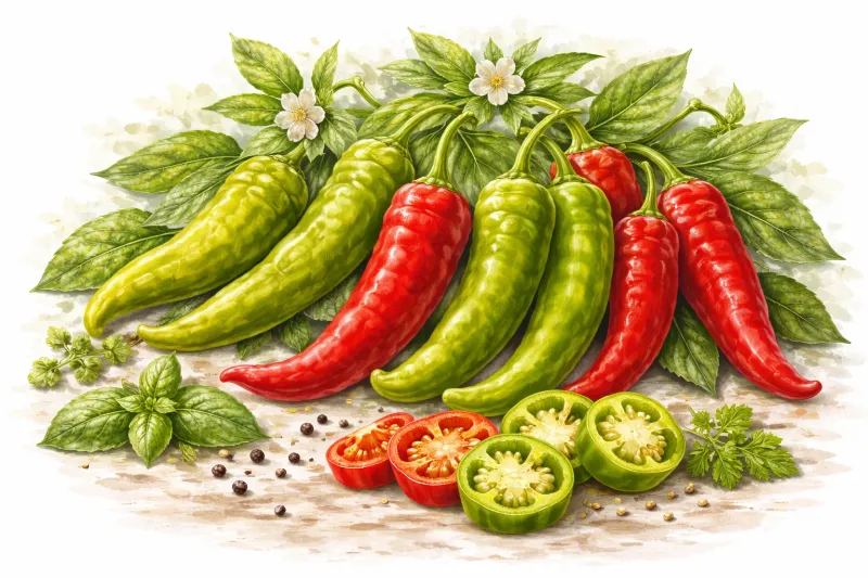 Semences de piment Pepperoncini italien – Piment doux méditerranéen
