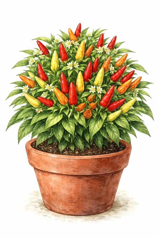 Semences de piment Basket of Fire – Piment fort compact pour pot