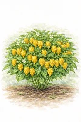 Semences de piment Habanero Mustard – extrême jaune moutarde